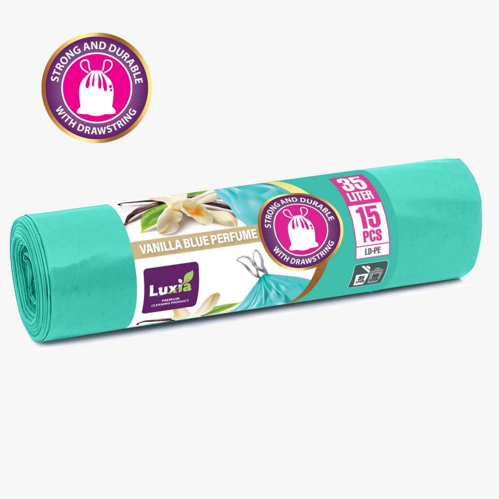 Saci Menajeri Aromă Vanilla Blue Cu Șnur 35L*15Buc