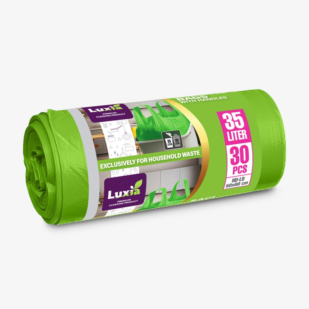 Saci Menajeri Strong Verde cu Mânere 35L*30Buc cu Mânere