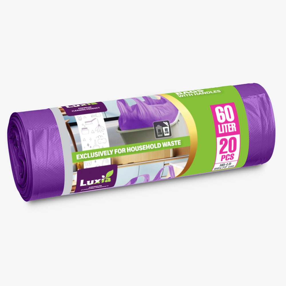 Saci Menajeri Strong Mov cu Mânere 60L*20Buc